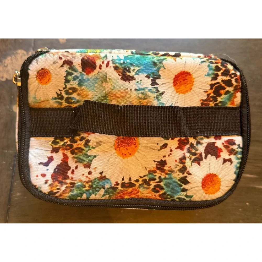 N.Gil Daisy‎ Leopard Print Cosmetic Bag Travel Toiletry Makeup Case Multicolor